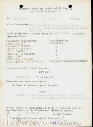 Killinger, Gottlieb