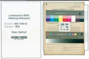 Entnazifizierung Gertrud Karp , geb. 08.02.1920 (Hausgehilfin)
