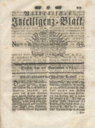 No. 35, Dinstag den 1ten September 1789