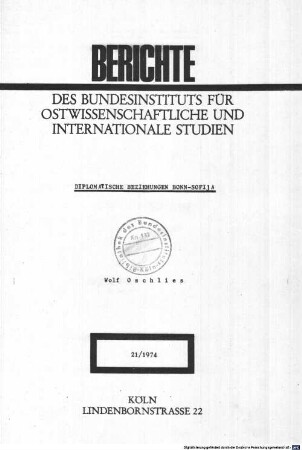 Diplomatische Beziehungen Bonn - Sofija
