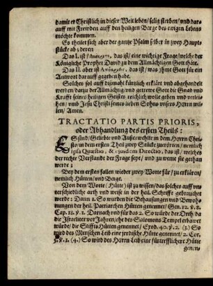 Tractatio Partis Prioris, oder Abhandlung des ersten Theils:
