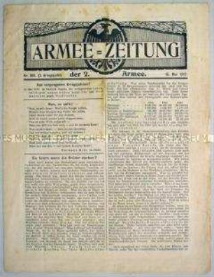 Nachrichtenblatt der 2. Armee "Armee-Zeitung" u.a. über Kriegsgefangene