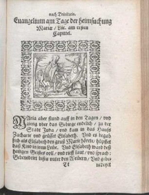 Euangelium am Tage der Heimsuchung Mariæ/ Luc. am ersten Capittel.