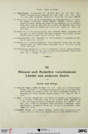 III. Münzen und Medaillen verschiedener Länder aus anderem Besitz (Nr. 1376-1676)