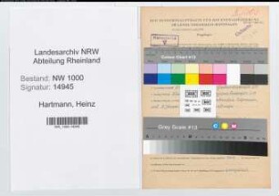 Entnazifizierung Heinz Hartmann, geb. 12.09.1920 (Arbeiter)