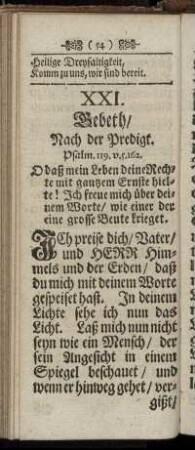 XXI. Gebeth / Nach der Predigt. - XXX. Gebeth / Um Besserung des Lebens.