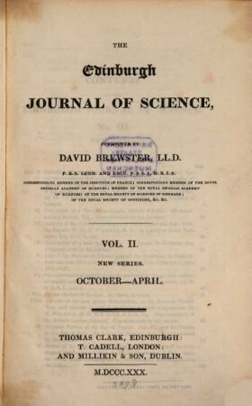 The Edinburgh journal of science. 2. 1830
