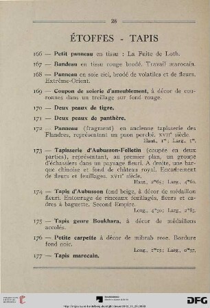 Étoffes – Tapis (Nr. 166-177)