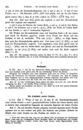 8. Die Abstände zweier Graden.
