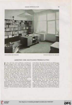 Arbeiten der deutschen Werkstätten