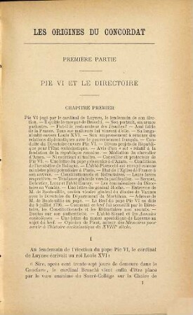 Les origines du Concordat, I