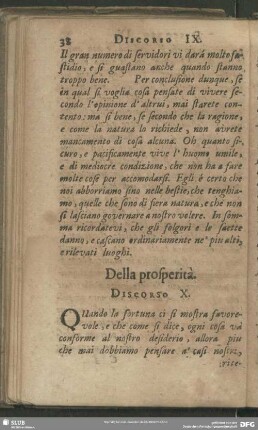 Della prosperità. Discorso X.
