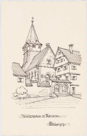 Winterbach im Remstal: Perspektivische Ansicht einer Kirche