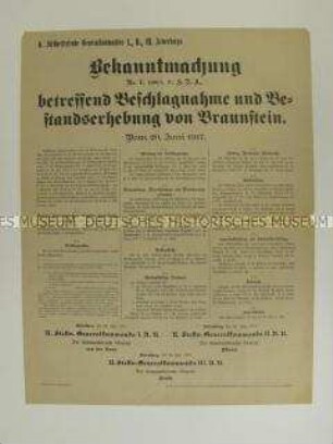 Bekanntmachung über die Beschlagnahme von Braunstein