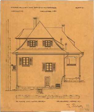 Fischer, Theodor; Stuttgart; Erlöserkirche - Pfarrhaus Nordseite (Ansicht)