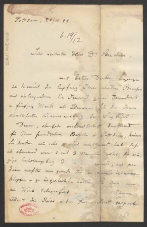 Brief an Ludwig Strecker  und B. Schott's Söhne : 26.11.1899
