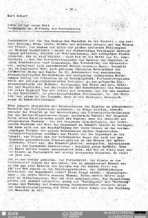 Leben in der einen Welt - Verhängnis und Hoffnung des Fortschritts