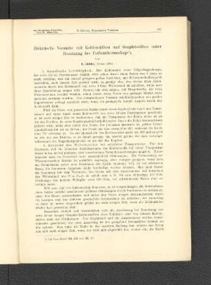 Elektrische Versuche mit Kohlenstäben und Graphitstiften unter Benutzung des Farbenthermoskops.