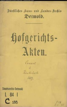 Cruel, Christians Kinder Vormunde gegen Nolte Knakeback zu Heßloh - Rückständiges Pachtkorn