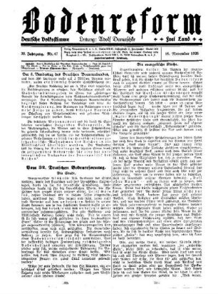 Vom 32. Deutschen Bodenreformtag : (Fortsetzung)
