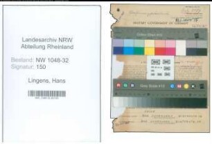 Entnazifizierung Hans Lingens , geb. 26.09.1904 (Beamter)