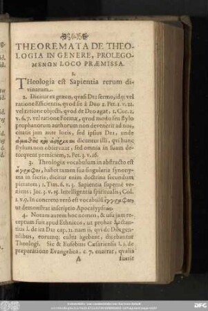 Theoremata De Theologia In Genere, Prolegomenon Loco Praemissa.