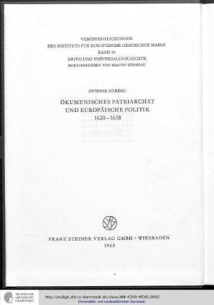 Ökumenisches Patriarchat und europäische Politik, 1620 - 1638