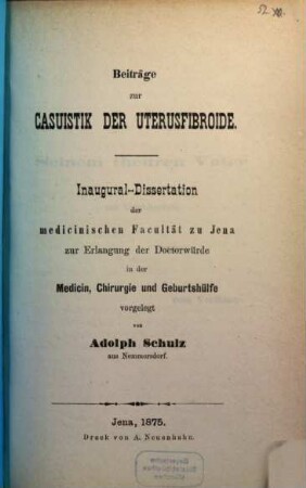 Beiträge zur Casuistik der Uterusfibroide