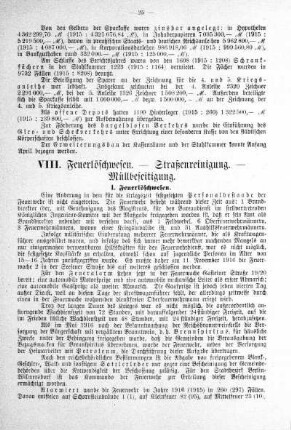 VIII. Feuerlöschwesen - Straßenreinigung - Müllbeseitigung