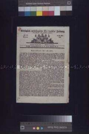 Extrablatt der Freude. Königlich Privilegirte Berlinische Zeitung (Vossische Zeitung), Nr. 67; 20. März 1848