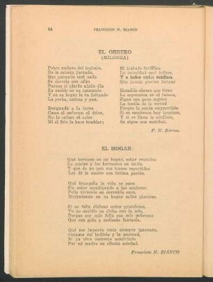 El obrero : (Milonga)