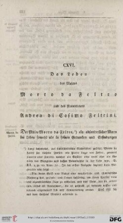 CXVI. Das Leben des Malers Morto da Feltro und des Florentiners Andrea di Cosimo Feltrini