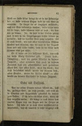 Gebet und Entschluß.