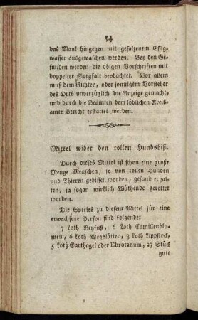Mittel wider den tollen Hundsbiß.