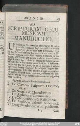 Ad Scripturam Oecumenicam Manuductio.