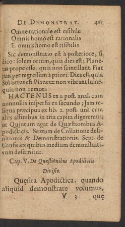 Cap. V. De Quaestionibus Apodicticis.