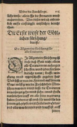 Die Erste weise der Göttlichen Fürsehung/ das ist/ Die Allgemeine fürsehung für alle Creaturen.