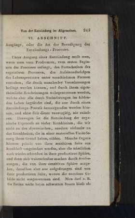 VI. Abschnitt. Ausgänge, ... des Entzündungs-Processes.