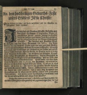 [An dem hochheiligen Geburths-Feste unsers Erlösers Jesu Christi! - Am ersten Sonntage im Neuen Jahre.]