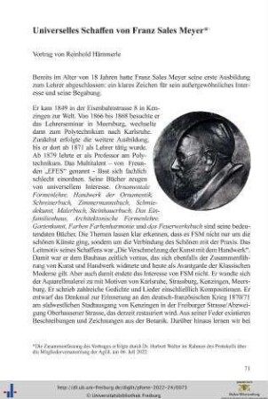 Universelles Schaffen von Franz Sales Meyer