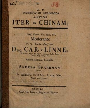 Diss. ... sistens iter in Chinam
