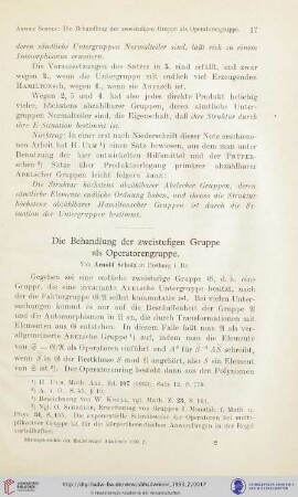 Die Behandlung der zweistufigen Gruppe als Operatorengruppe