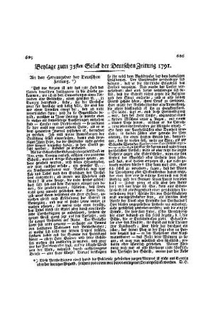 Beylage zum 35ten Stück der Deutschen Zeitung 1791