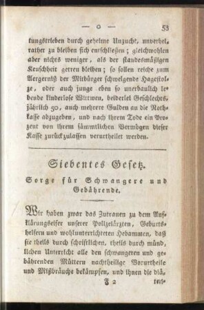 Siebentes Gesetz. Sorge für Schwangere und Gebährende