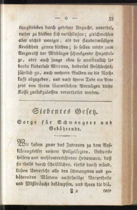 Siebentes Gesetz. Sorge für Schwangere und Gebährende