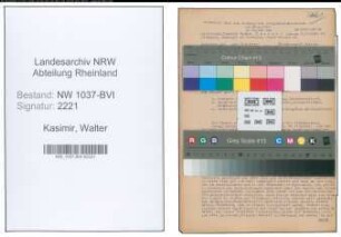 Entnazifizierung Walter Kasimir , geb. 08.10.1895 (Lehrer)
