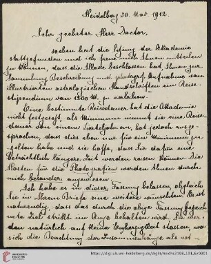 Brief von Franz Boll an Fritz Saxl