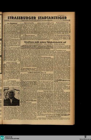 Straßburger neueste Nachrichten : amtliche Tageszeitung für das deutsche Elsass ; [...] ; Hauptausgabe Straßburg, Strassburger Stadtanzeiger