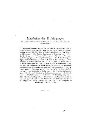 Mitarbeiter des II. Jahrganges