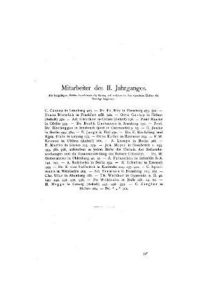 Mitarbeiter des II. Jahrganges